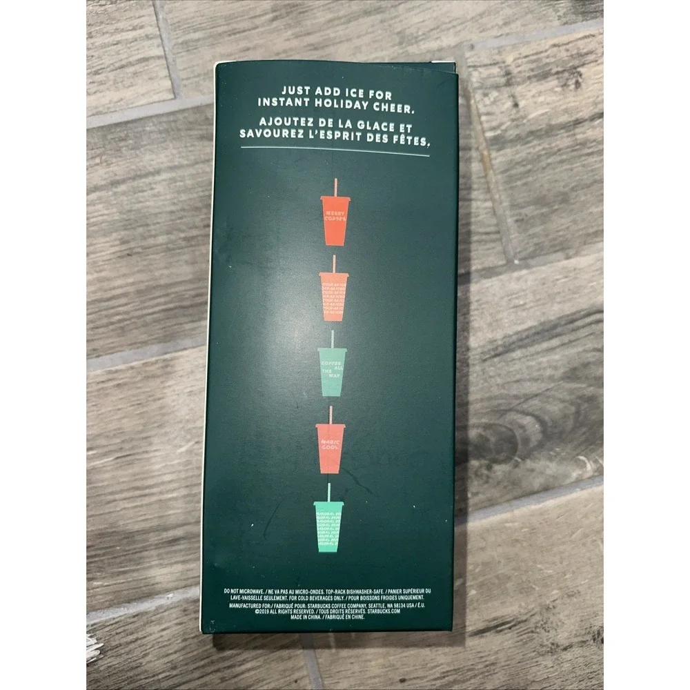 NEW Starbucks 2019 Holiday Christmas Reusable Cold Cups With Straws 24oz 5 Pack